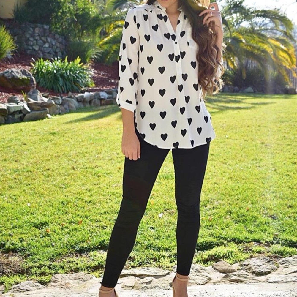 Oversized white heart blouse